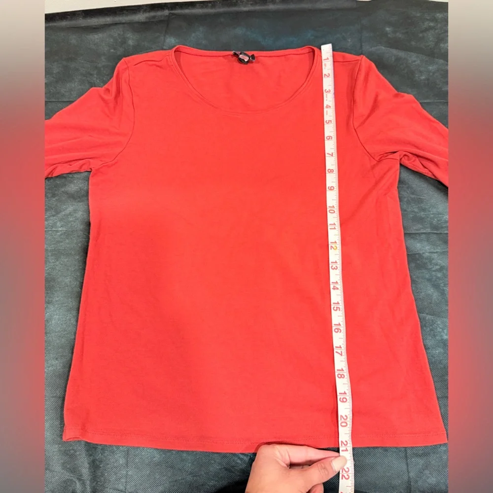 🔥Eileen Fisher Women’s Long-Sleeve Scoop Neck Top - Red Size M EC🔥